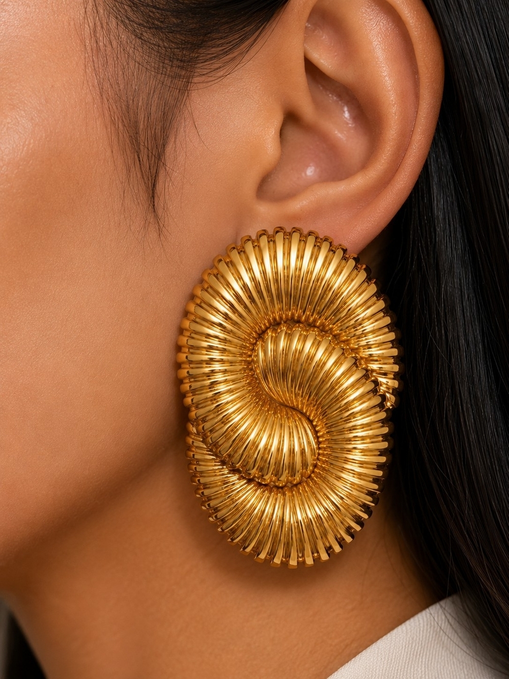 Elegant Gold Sculpted Swirl Earrings for Women